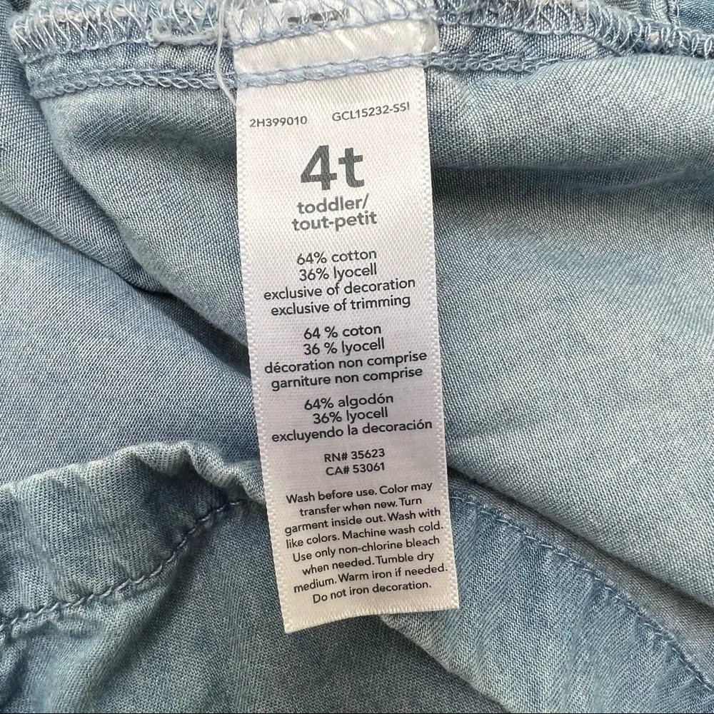 CARTERS DENIM CHAMBRAY LONG SLEEVE DRESS BLUE 4T